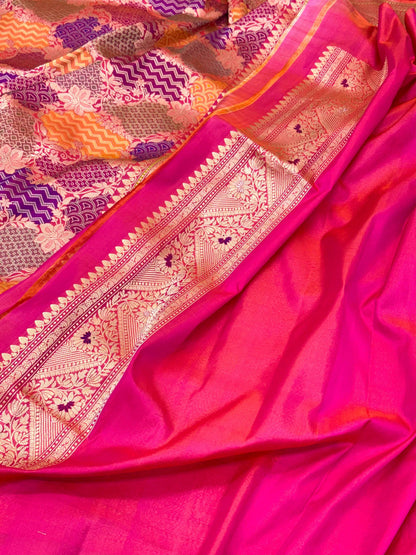 Red Pure Mulberry Katan Silk Handwoven Banarasi Saree - Rangkaat