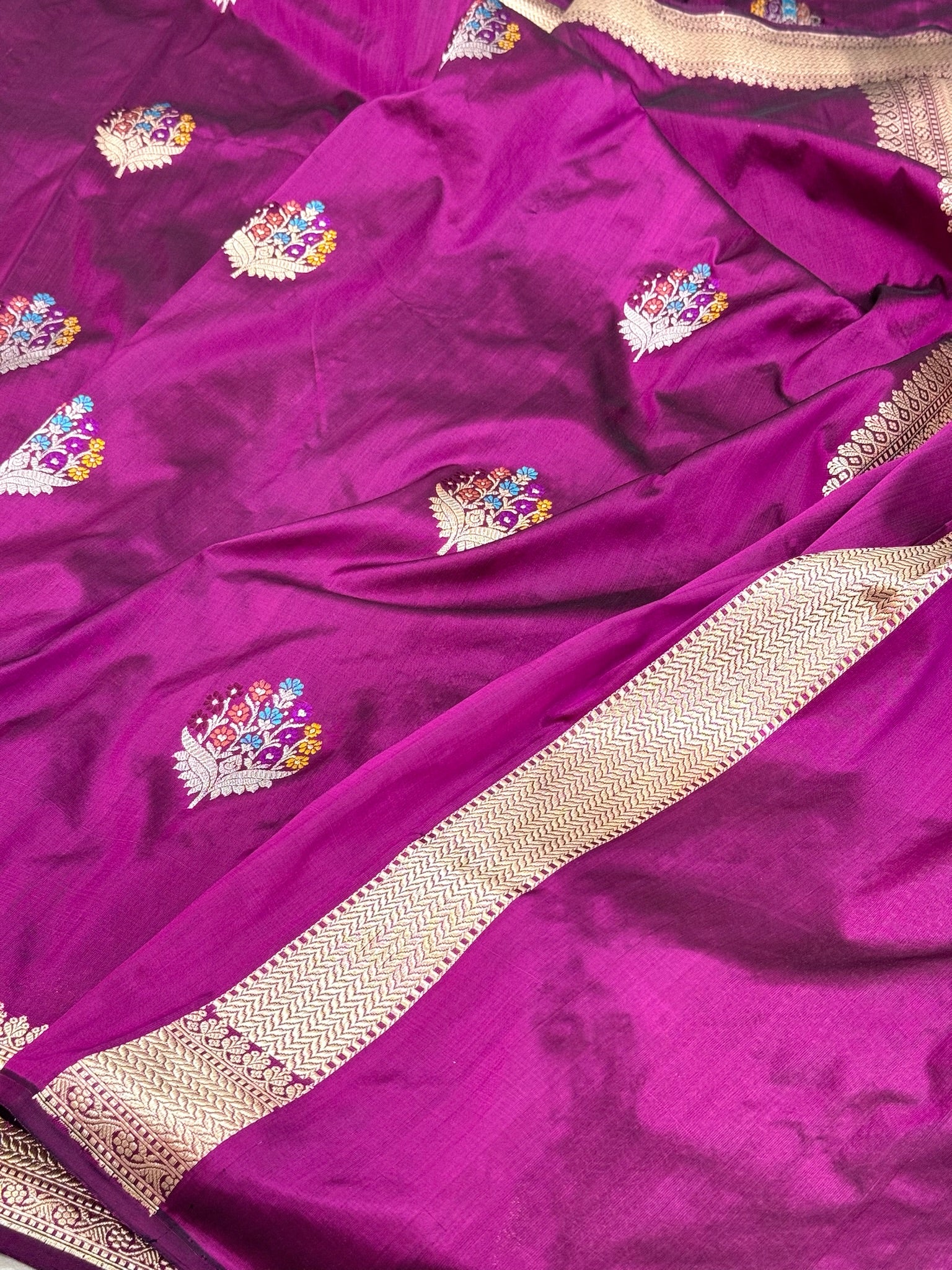 Magenta Katan Silk Pure Handwoven Saree