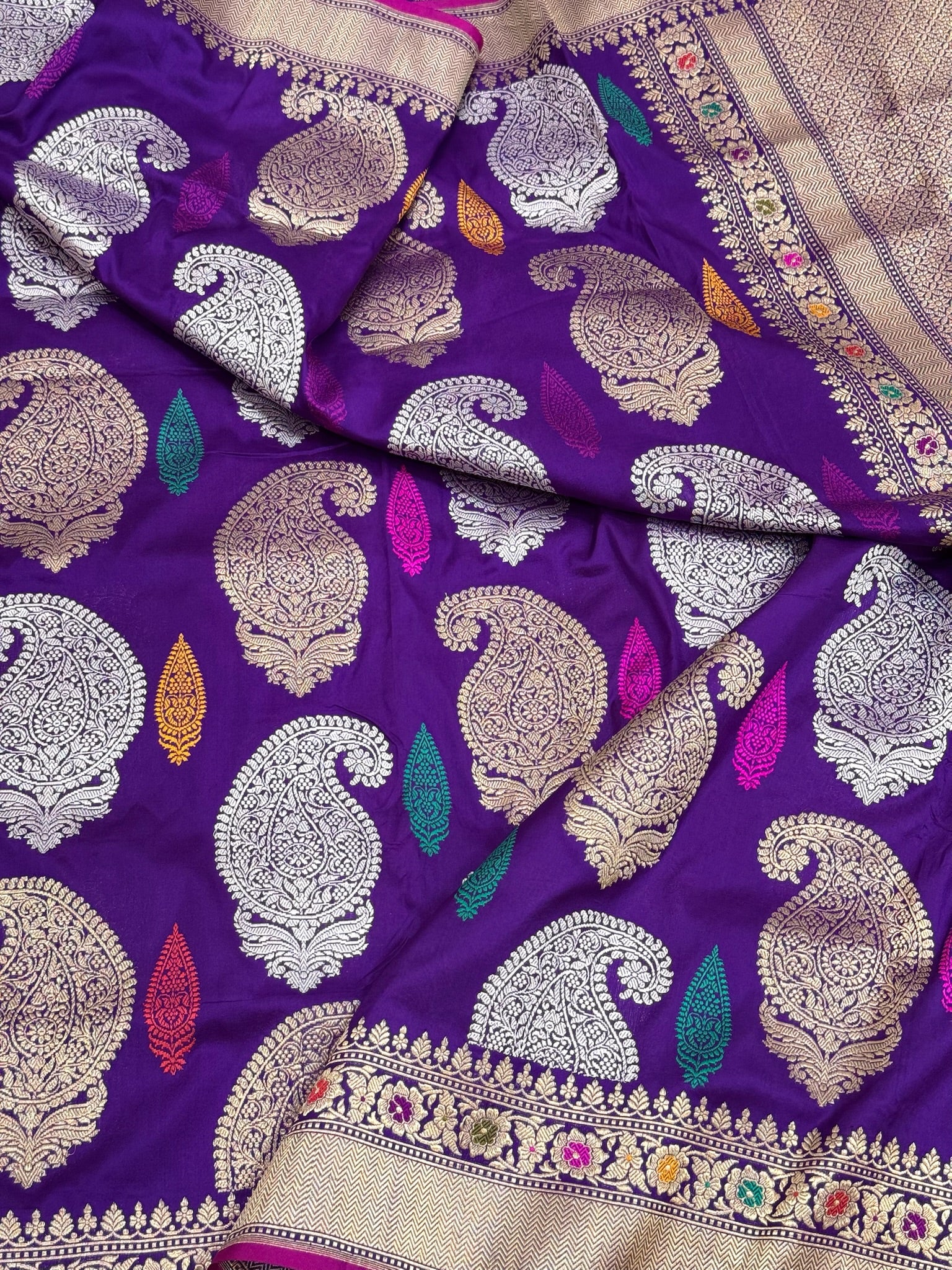 Purple Katan Silk Pure Handwoven Saree
