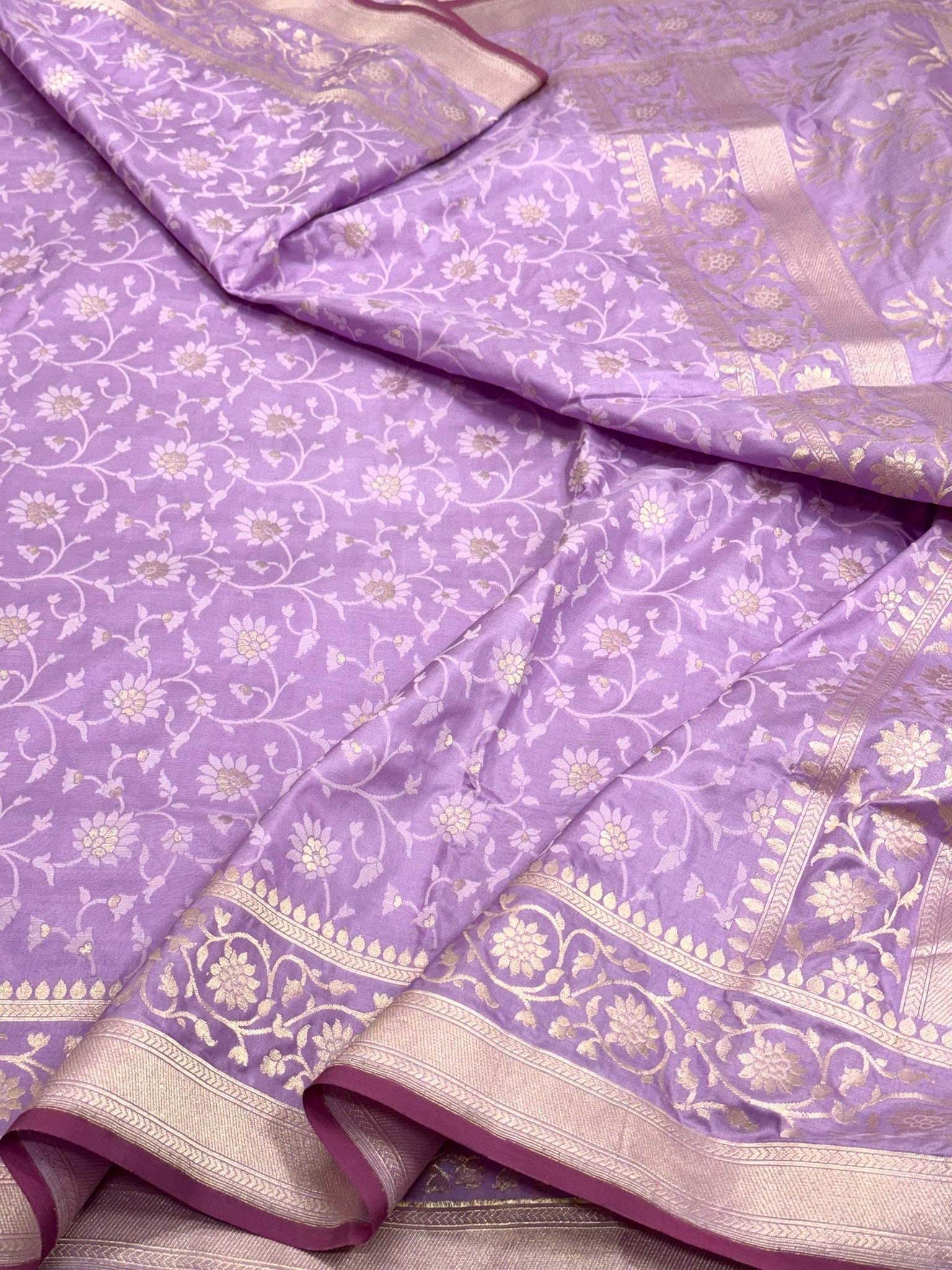Lavender Ektara Weave Pure Katan Silk Handwoven Saree