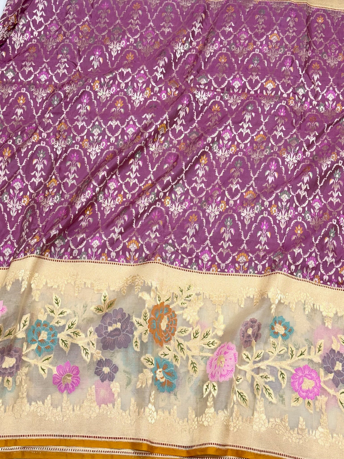 Lilac Pink Pure Mulberry Katan Silk Handwoven Banarasi Saree | Kadhwa Kadhiyal Technique | The Statement Saree