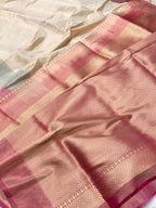 Ivory Double Katan Tissue With Ektara Weave