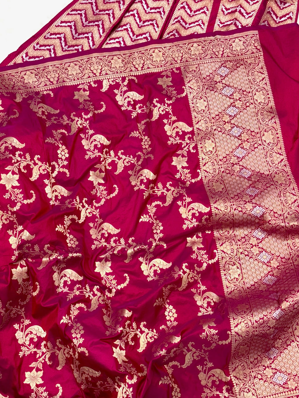 Rani Pink Katan Silk Pure Handwoven Lahenga