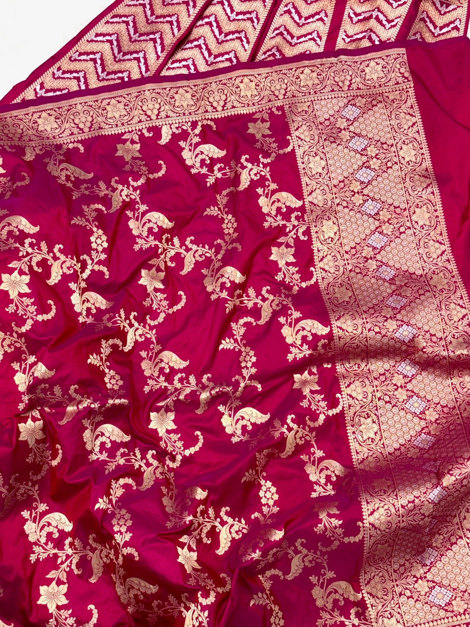 Rani Pink Katan Silk Pure Handwoven Lahenga