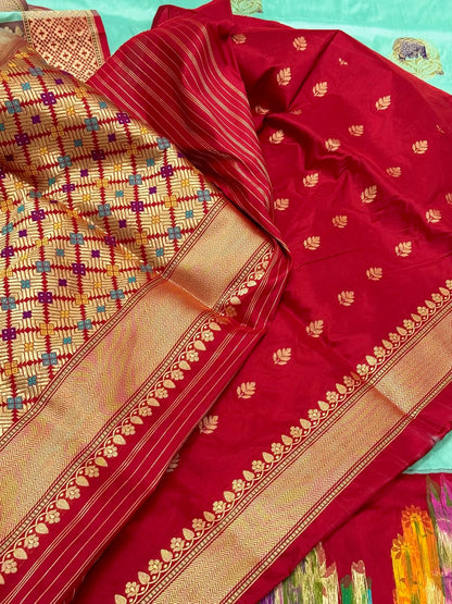 Sea Green Pure Katan Silk Handwoven Saree