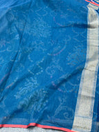 Blue Muslin Cotton Ektara Weave Handloom Jamdani Saree