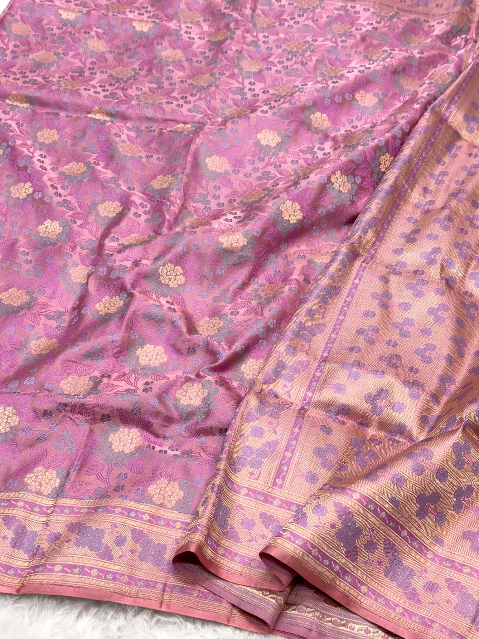 Pink Mashru Satin Silk Handwoven Banarasi Saree