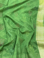 Cream Pure Muslin Cotton Jamdani Handloom Banarasi Saree with Ektara Weave