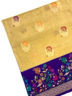 Gold Katan Tissue Pure Silk Handwoven Saree