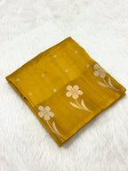 Yellow Pure Raw Mango Handwoven Silk Saree
