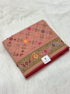 Peach Ektara Weave Handwoven Jamdani Saree