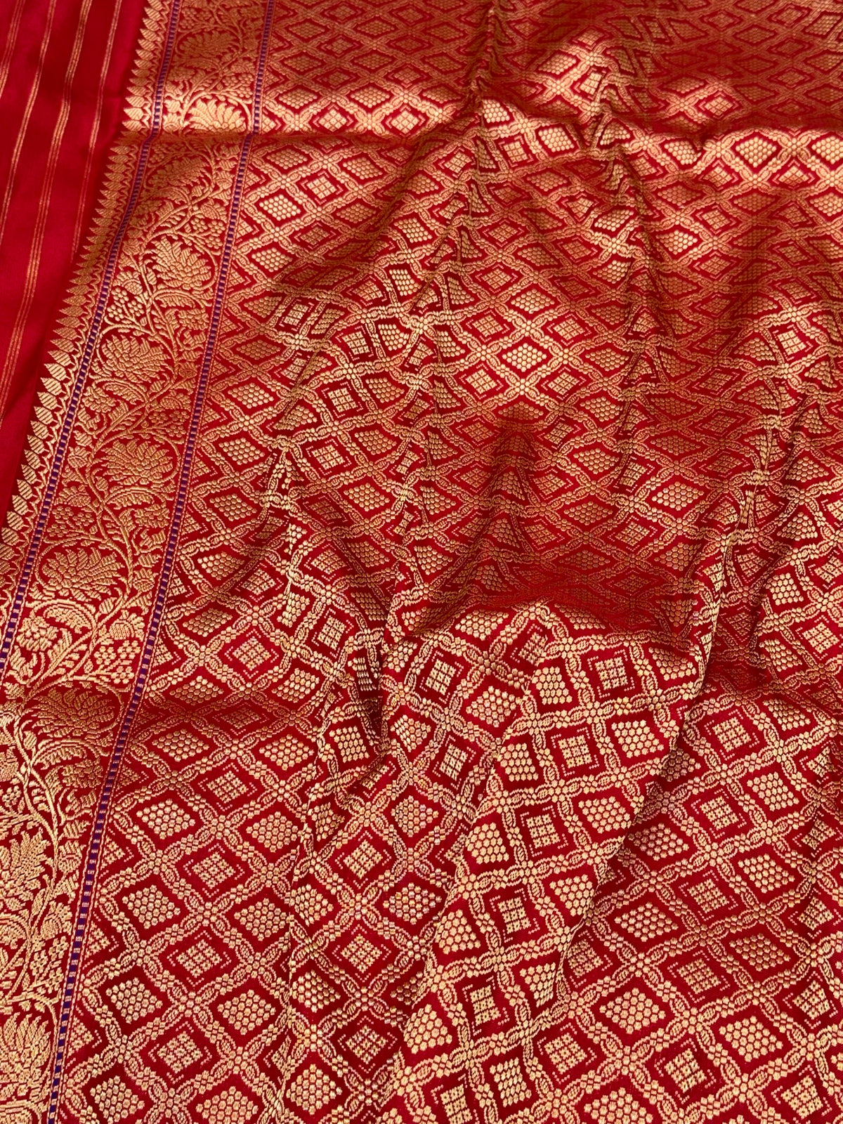 Gold Yellow Pure Katan Mulberry Silk Handwoven Banarasi Saree - Kadhwa Weave | The Refined Drape