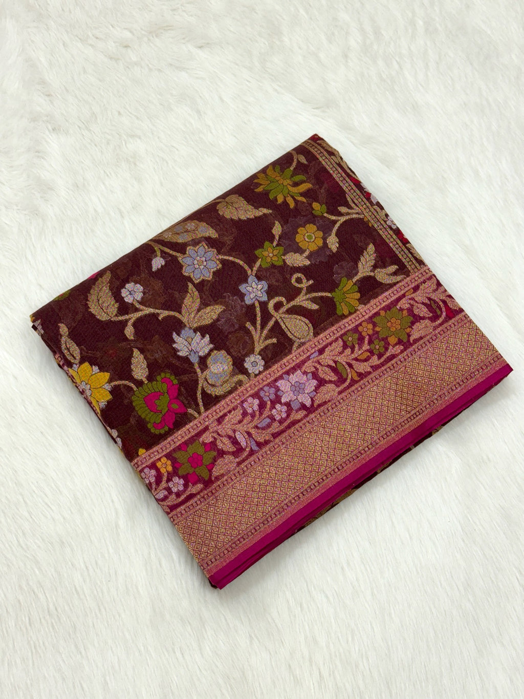 Brown Ektara Weave Handloom Jamdani Saree