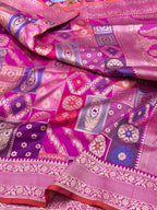 Pink Pure Mulberry Katan Silk Handloom Banarasi Saree - Rangkaat