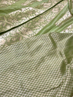 Pista Green Katan Tissue Pure Handwoven Lahenga
