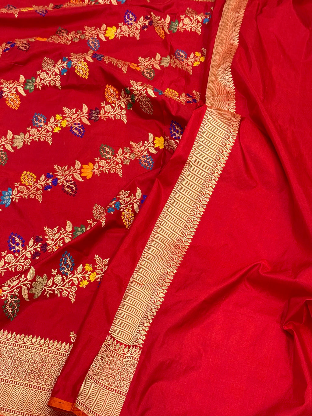 Red Katan Silk Pure Handwoven Saree