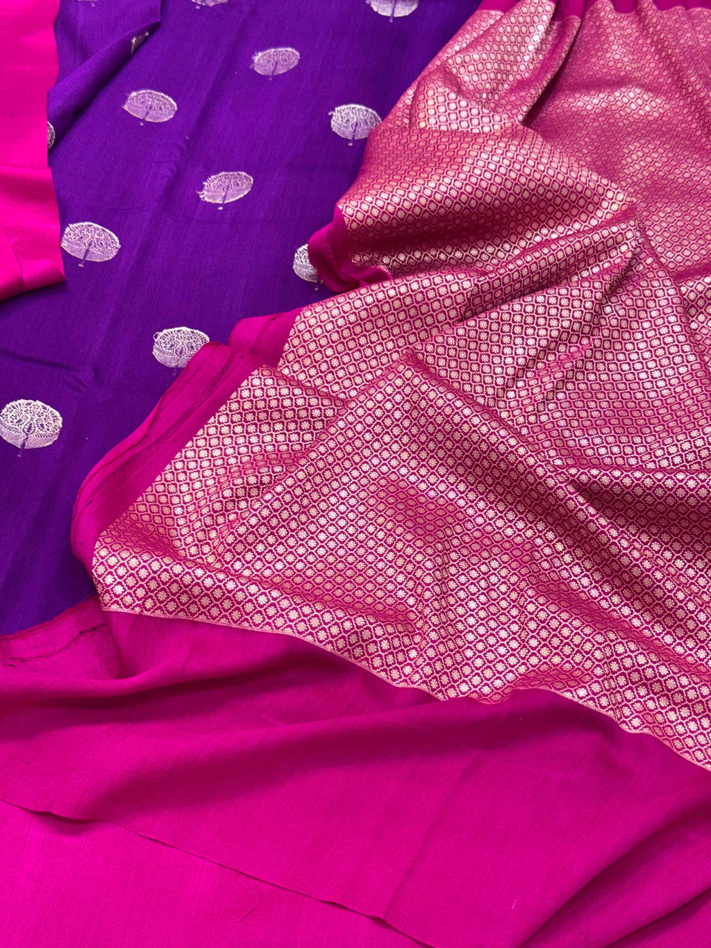 Orange Pure Mulberry Muga And Satin Silk Banarasi Saree - Soft Drape