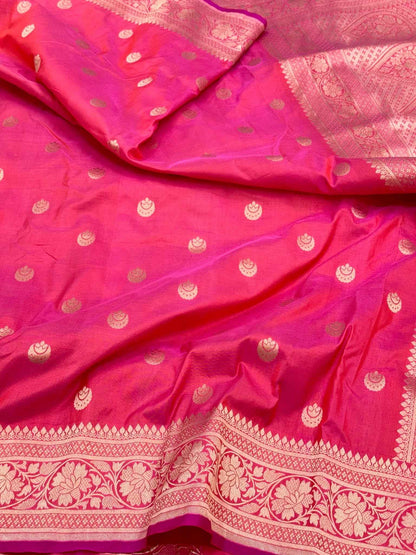 Pink Handloom Banarasi Saree | Pure Mulberry Katan Silk Banarasi Saree
