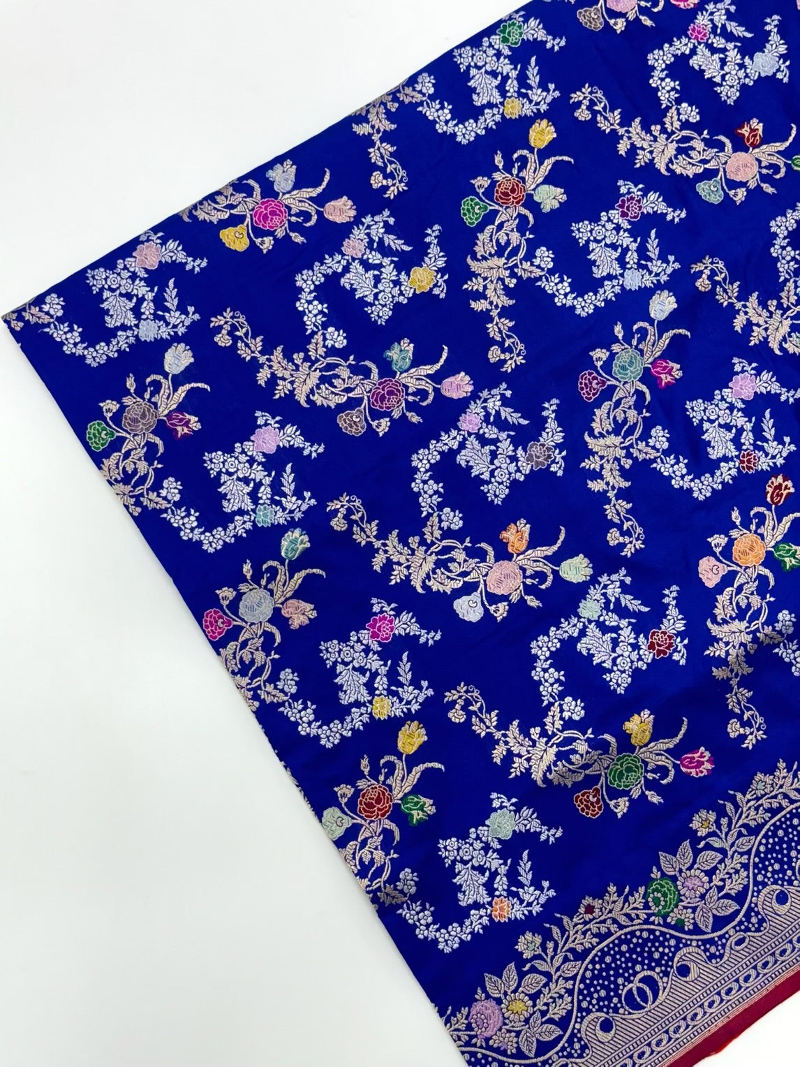 Electric Blue Pure Katan Silk Handwoven Saree
