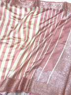 Peach Pink Pure Mulberry Chiniya Silk Lightweight Contemporary Saree