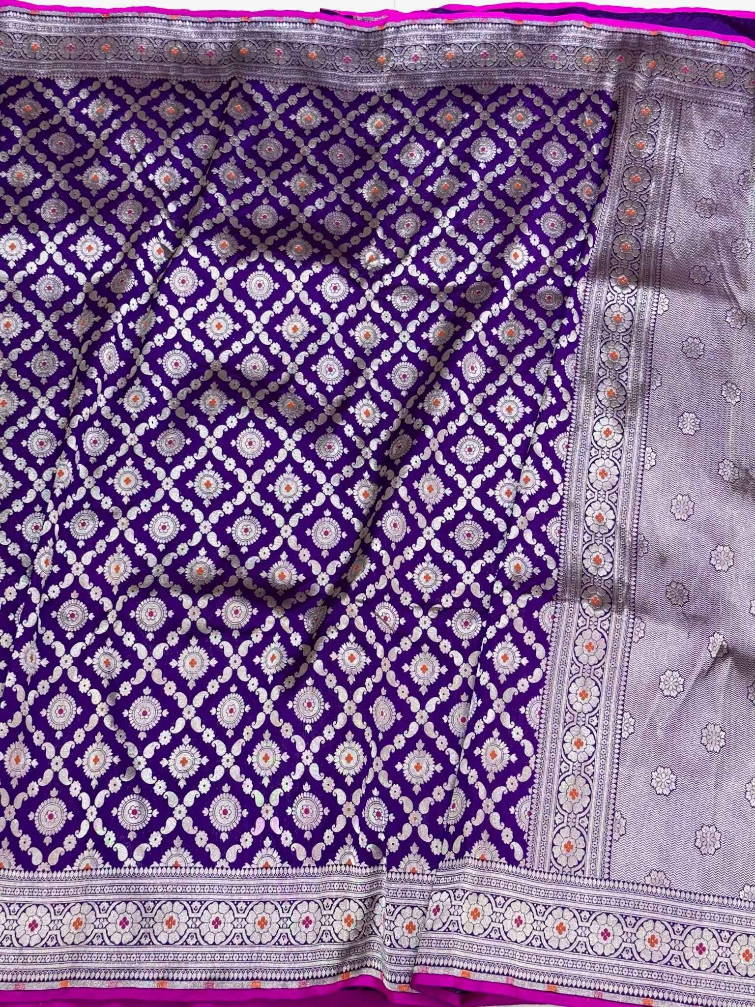 Purple Banarasi Handloom Silk Saree | Pure Mulberry Katan Silk Banarasi Saree