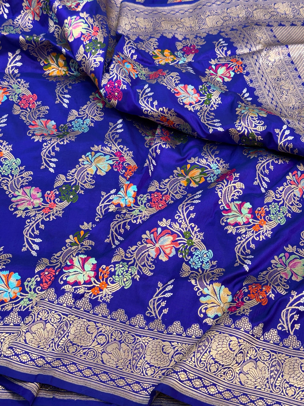 Blue Katan Silk Pure Handwoven Saree