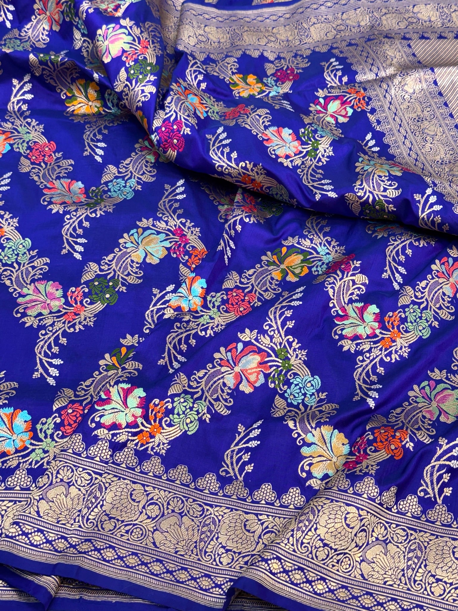 Blue Katan Silk Pure Handwoven Saree