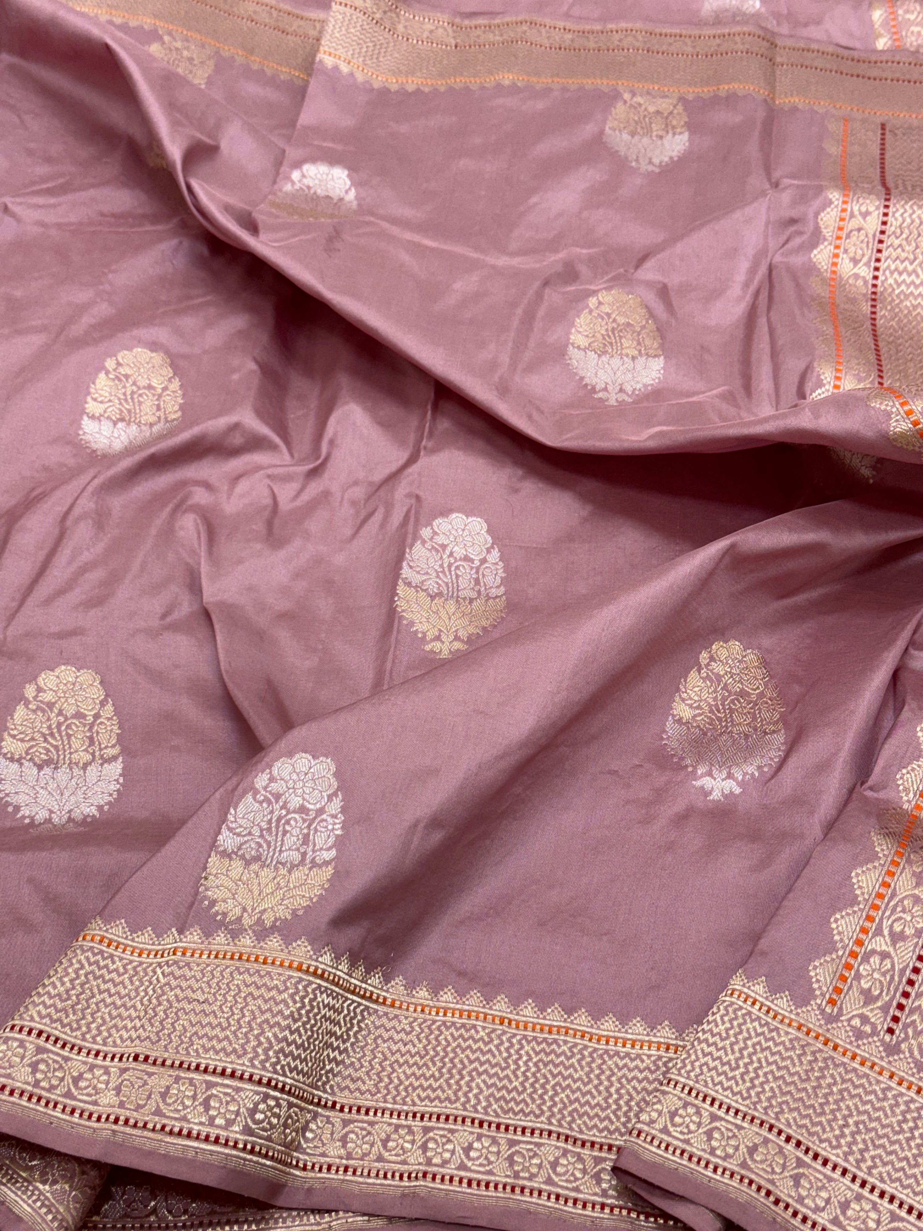 Mauve Pure Katan Silk Handwoven Banarasi Dupatta