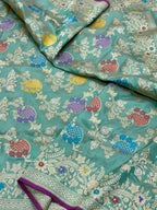 Sea Green Katan Silk Pure Handwoven Saree