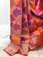 Red Pure Mulberry Katan Silk Handwoven Banarasi Saree - Rangkaat