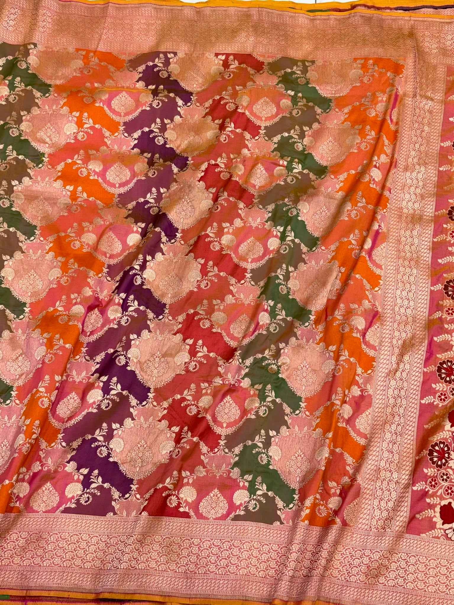 Orange Pure Katan Silk & Mulberry Silk Handloom Banarasi Saree | Rangkaat
