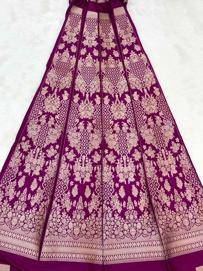 Magenta Katan Silk Pure Handwoven Lahenga