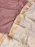 Pink Pastel Double Katan Tissue With Ektara Weave