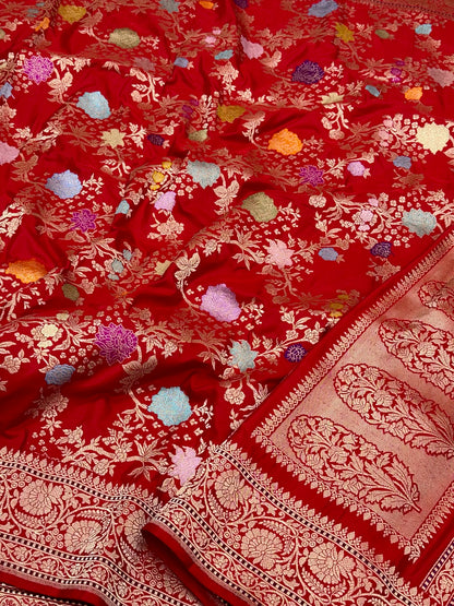 Red Handwoven Banarasi | Kadhwa Technique | Pure Double Katan Mulberry Silk Saree - A New Era Of Elegance
