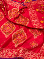 Red Ektara Weave Katan Silk Handwoven Banarasi Saree