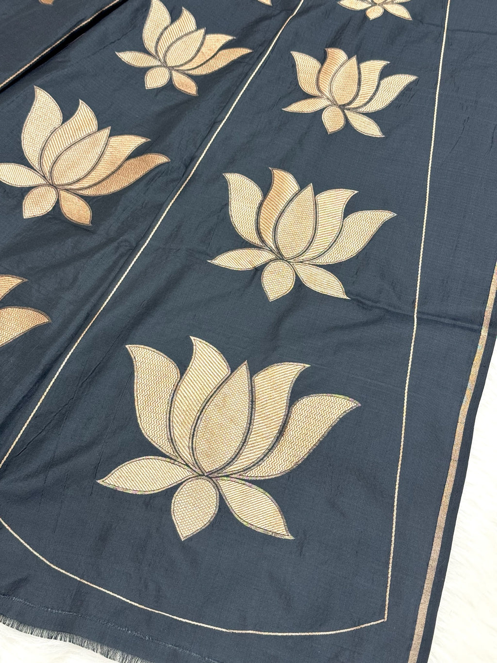 Black Katan Silk Pure Handwoven Lahenga