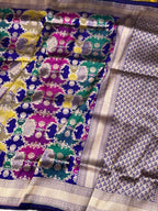 Royal Blue Pure Katan Silk Handloom Banarasi Saree | Rangkaat |