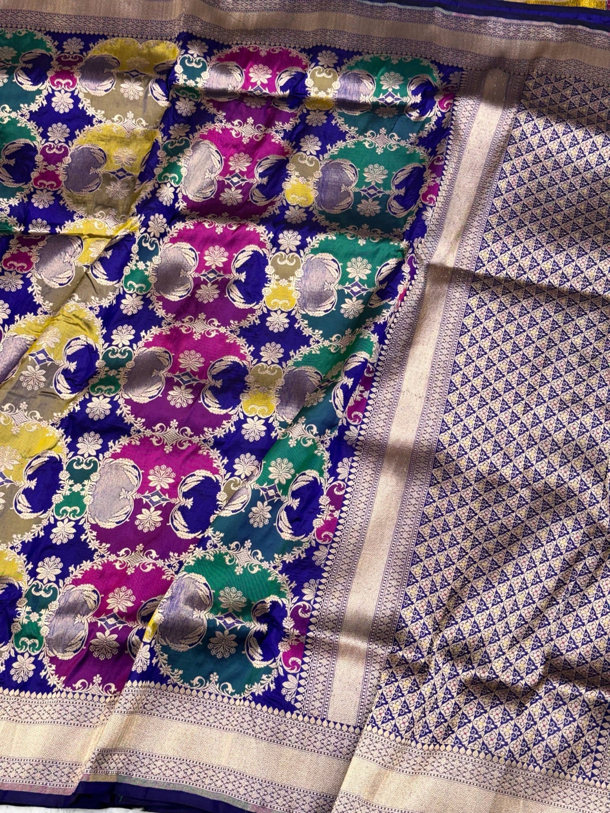 Royal Blue Pure Katan Silk Handloom Banarasi Saree | Rangkaat |