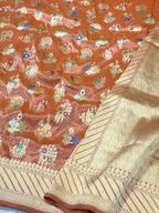 Blue Katan Silk Pure Handwoven Banarasi Saree