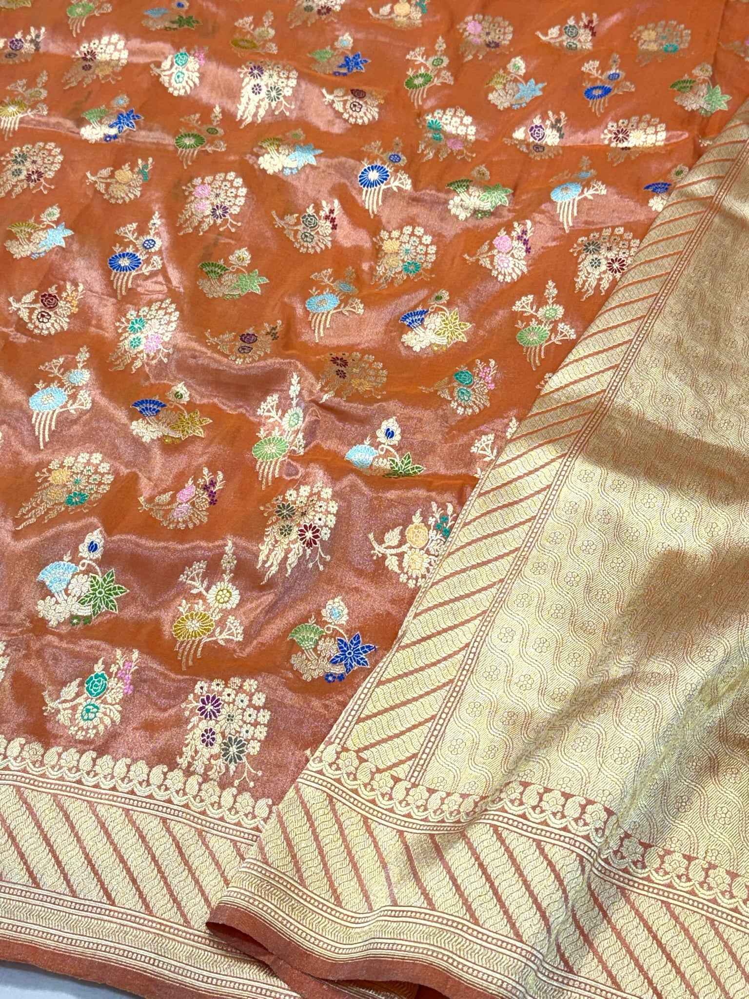 Blue Katan Silk Pure Handwoven Banarasi Saree