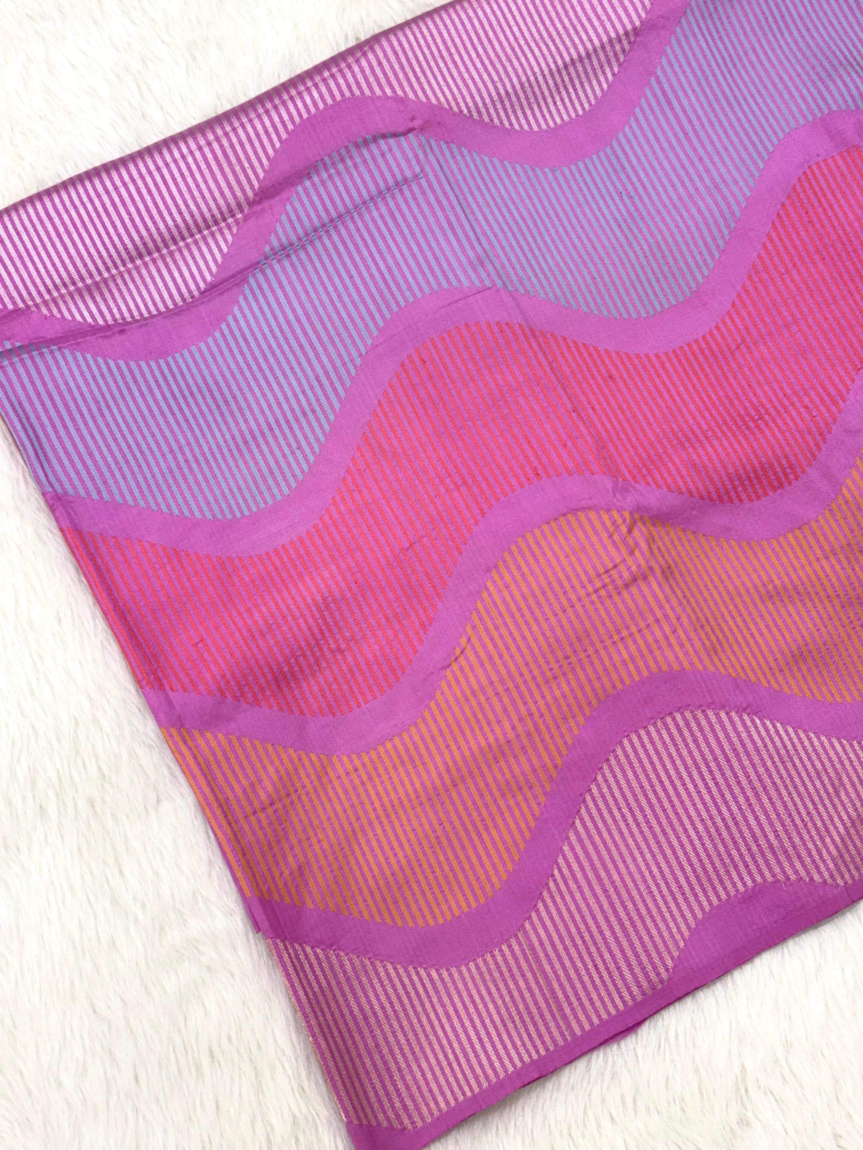 Pastel Pink Pure Silk Contemporary Design Handwoven Saree