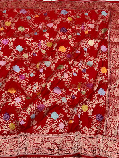 Red Handwoven Banarasi | Kadhwa Technique | Pure Double Katan Mulberry Silk Saree - A New Era Of Elegance