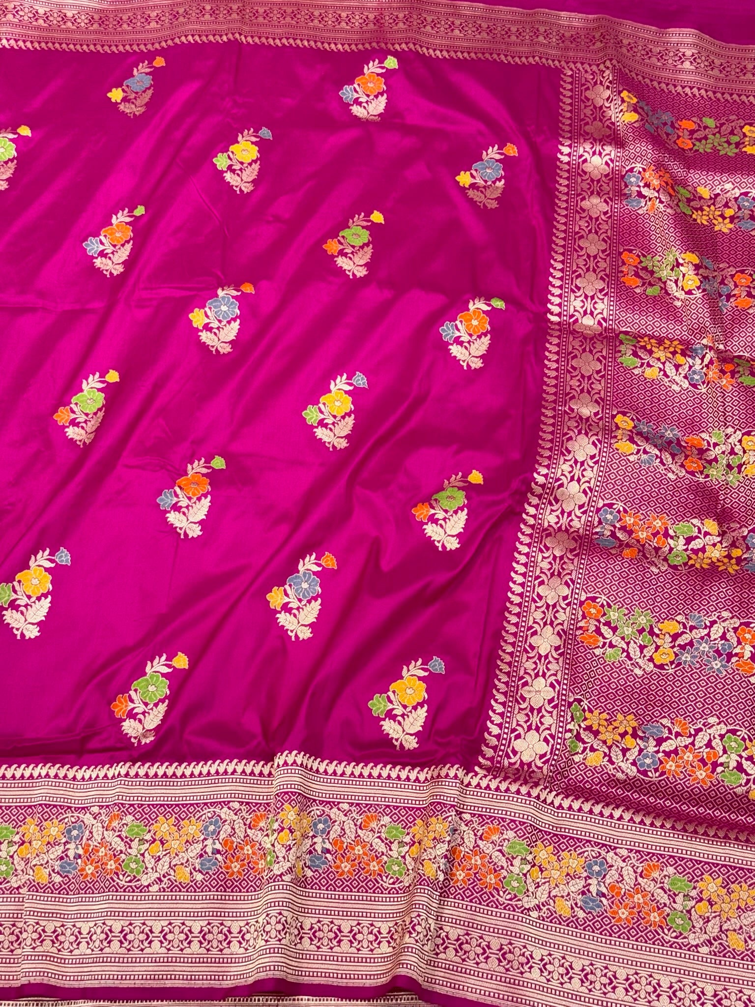 Rani Pink Pure Katan Silk & Pure Mulberry Silk | Kadhwa Technique | Handwoven Banarasi Saree