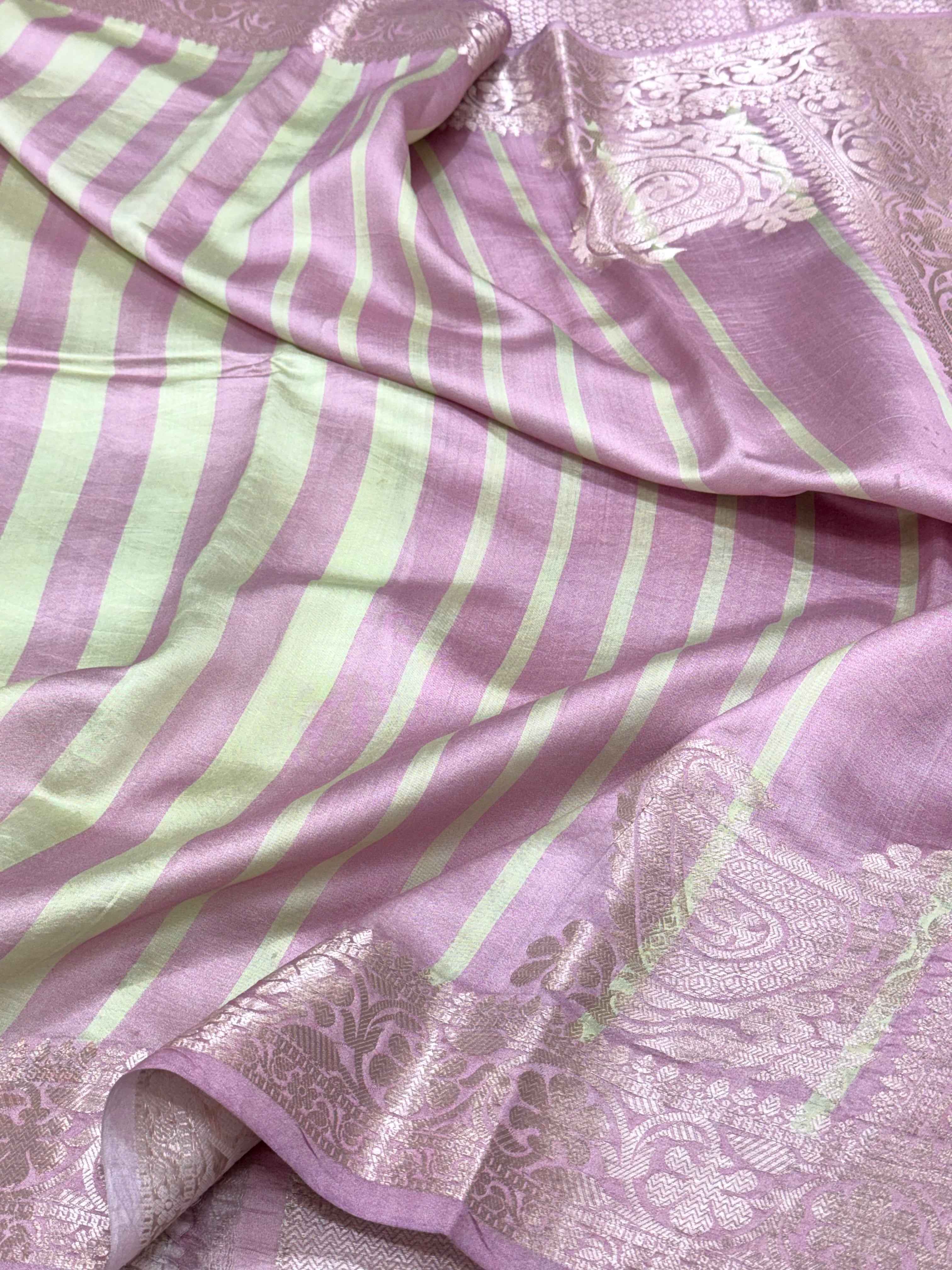 Powder Pink Pure Mulberry Chiniya Silk Lightweight Contemporary Saree