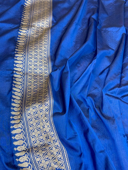 Blue Pure Katan Mulberry Silk Handwoven Banarasi Brocade Saree | Kadhwa Technique | Heritage In A New Light