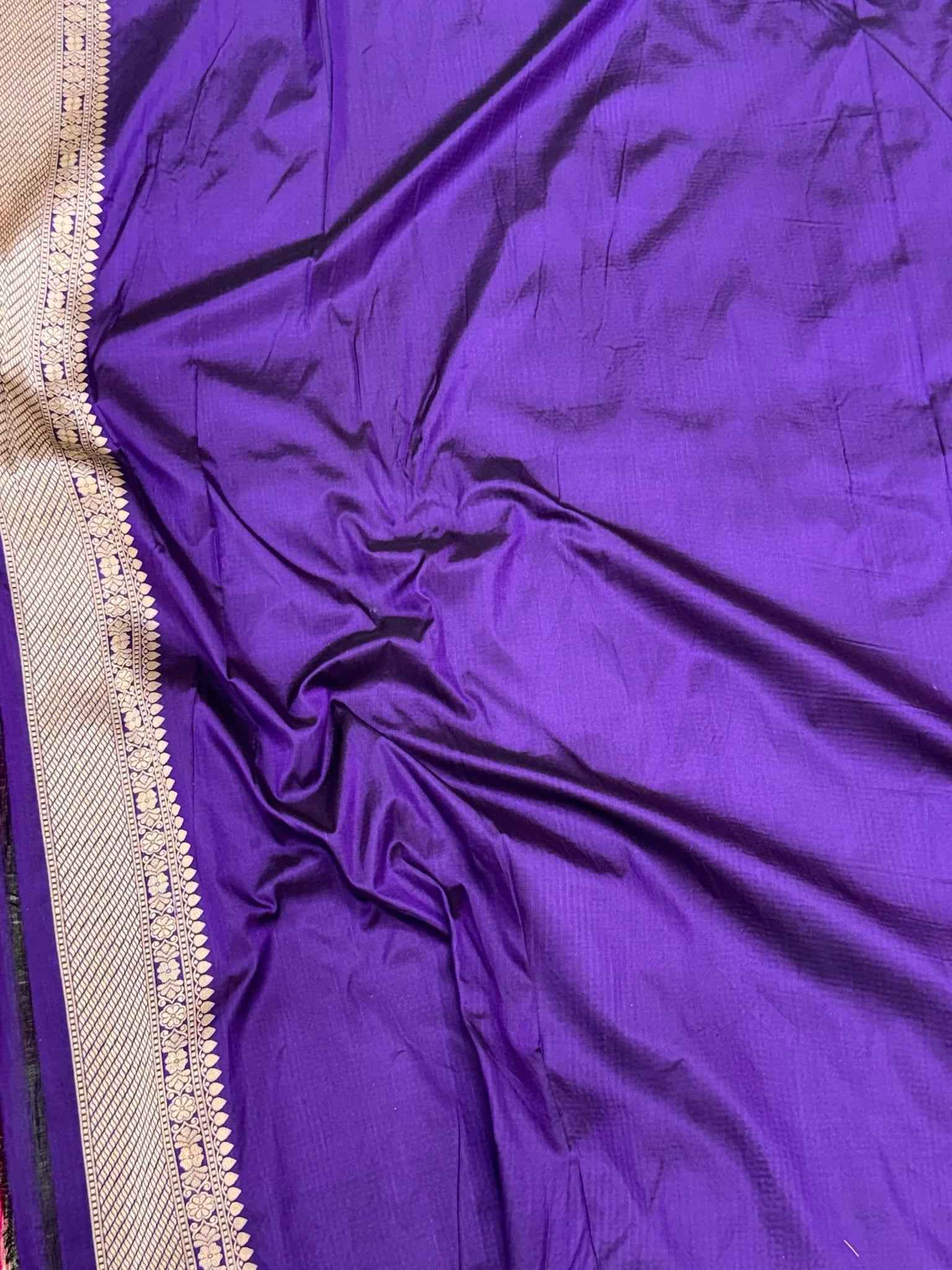 Purple Pure Mulberry Silk & Pure Katan Silk Handloom Banarasi Saree - Rangkaat