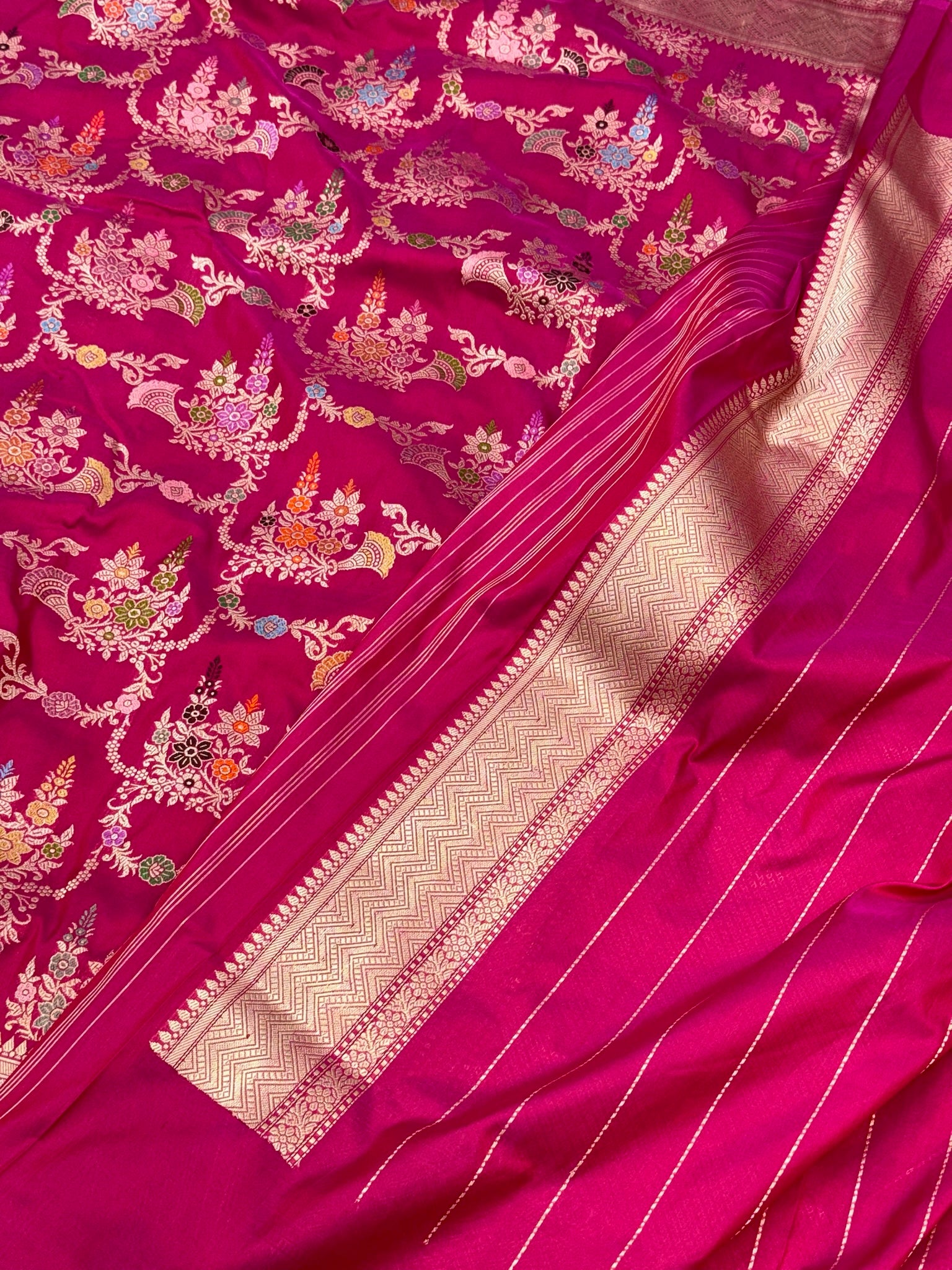 Pink Katan Silk Pure Handwoven Saree