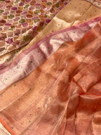 Peach Ektara Tissue Handloom Saree