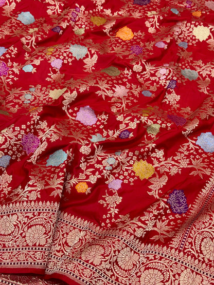 Red Handwoven Banarasi | Kadhwa Technique | Pure Double Katan Mulberry Silk Saree - A New Era Of Elegance