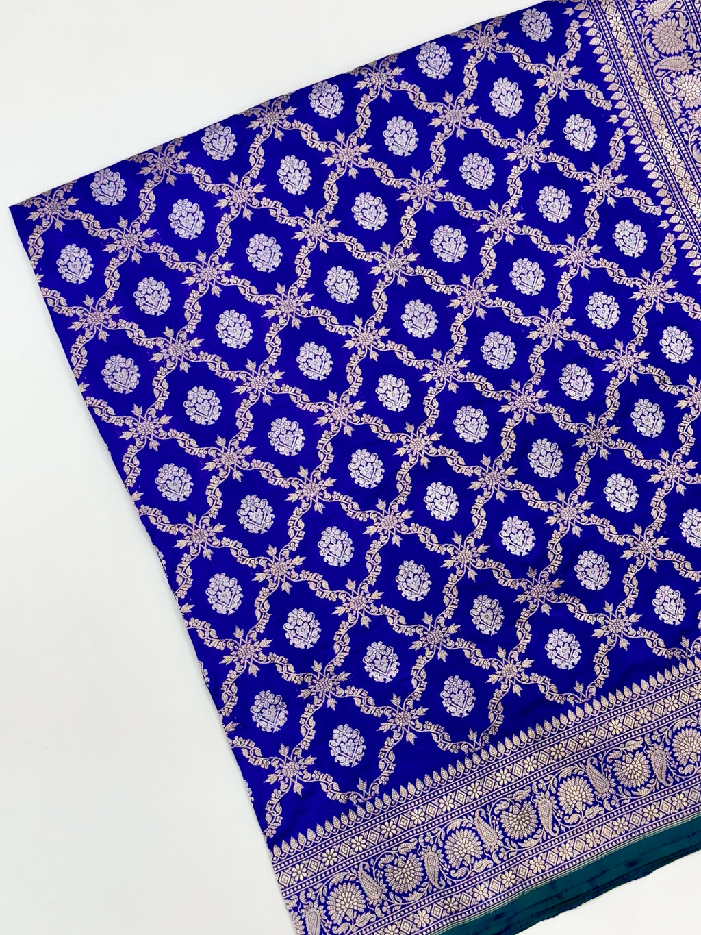 Blue Vintage Handwoven Pure Katan Silk Saree